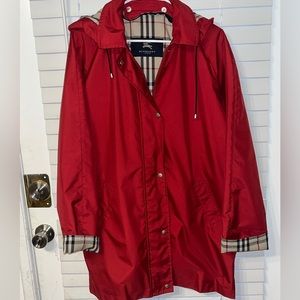 BURBERRY NOVA CHECK LINED RAINCOAT SWING JACKET WITH HOOD GUC